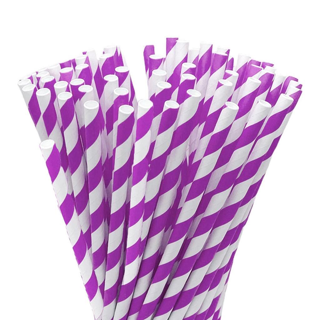 Individually Wrapped Biodegradable Striped Paper Straws