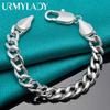925 Sterling Silver 10mm Side Chain Bracelet Fashion Jewelry MB039