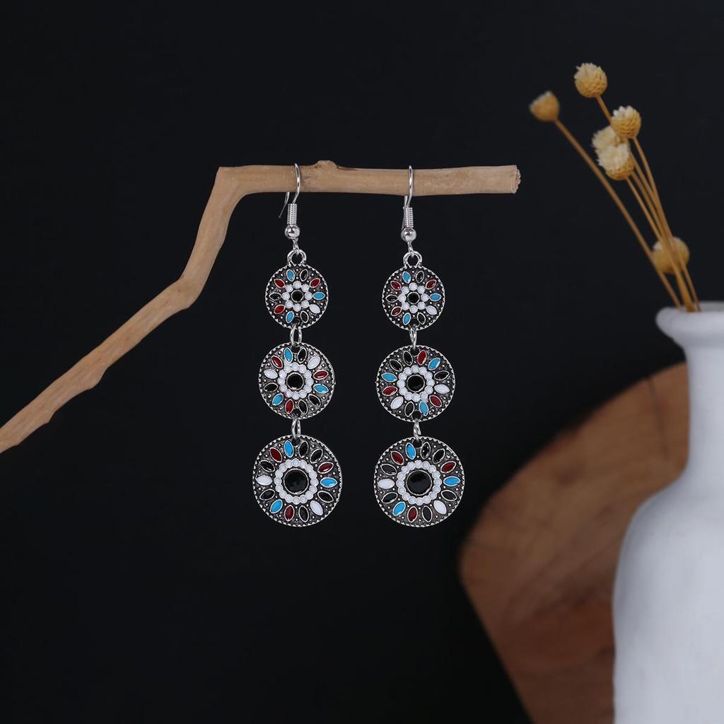 Bohemian Ethnic Oval Tassel Earrings with Beads