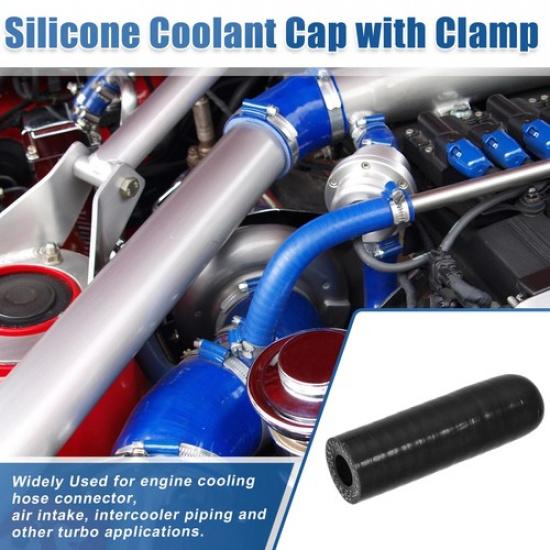 1Set 10mm ID Silicone Coolant Cap with Clamp for Coolant Heater Bypass Black