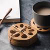 Lotuses Root Slices Cup Pad Wooden Lotuses Trivet With Heat Insulation For Coffee Cups And Home Decoration