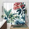 1 Übergroßer tropischer Duschvorhang - Mit realistischen roten Blumen, Palmenblättern - Maschinenwaschbares Polyester mit Haken