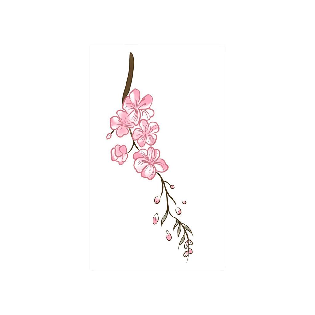 Pink Cherry Blossom Tattoo Sticker, Waterproof And Long-Lasting, Gentle Wrist Model, Simulated Tattoo Sticker.