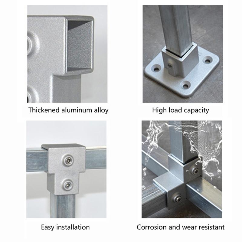 Connettore Rastrelliera di Stoccaggio Giunto Fisso Tubolare Quadrato Raccordo a Gomito a 3 Vie per Montanti di Recinzione e Costruzione di Scaffalature Industriali