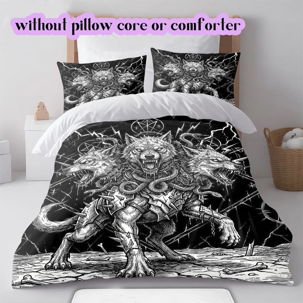Thorn Gothic Dark Pattern Bedding Quilt Set Quilt Cover Pillowcase Home Decoration Birthday Gift (1 * duvet cover + 2 * pillowcase, without core)