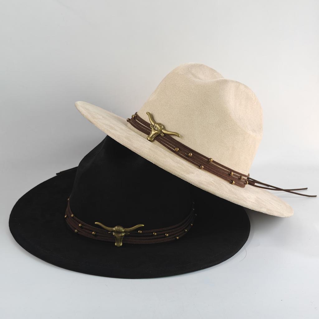 Artificial Suede Fedora Hats Vintage Winter Autumn Wide Brim Gentleman Cowboy Hat Holidays Party Cosplay Hat Sombrero Cap
