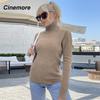 Cinemore Spring Autumn Women's Sweater Solid Oversize Casual Pullovers Warm Basic Long Sleeve Top O Neck Knitted Jumper Sweater