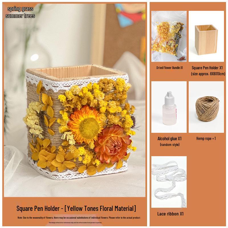 Preserved Flower Pen Holder DIY Kit - Mid-Autumn Festival Parent-Child Activity or Team Building