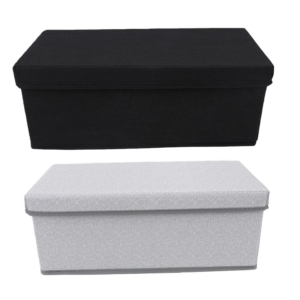 2PCS CD Storage Box with Lid Foldable High Capacity Stackable DVD Holder Case for Desktop Gray White+Black