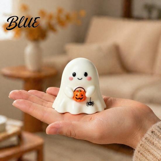 Reading Ghost Decoration Halloween Resin Figurine Creepy Witch Hat Statue Decor Pumpkin Ornament for Holiday Party