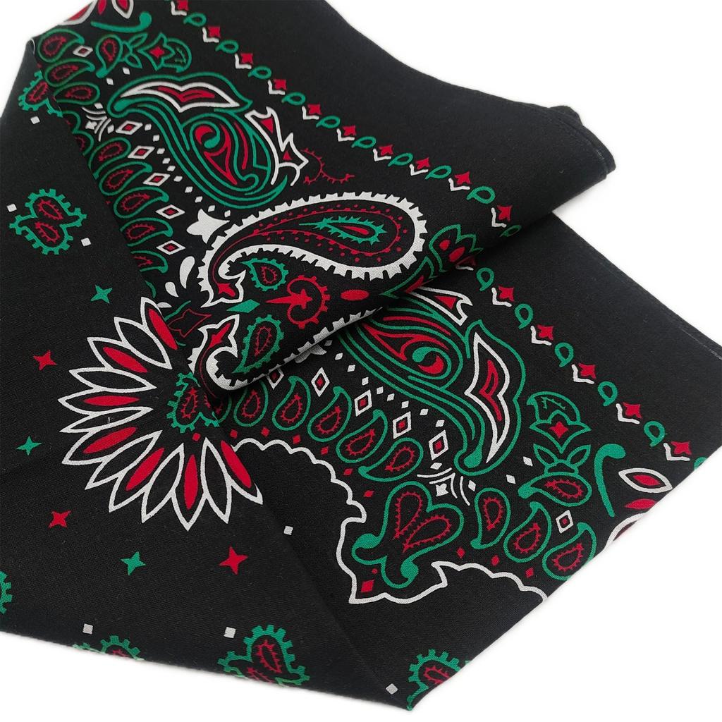 Trifong Bandana Black Bandana Adult Paisley Men's Bandana Green Handkerchief Stylish 100% Cotton Unisex Women's 55cm x 55cm
