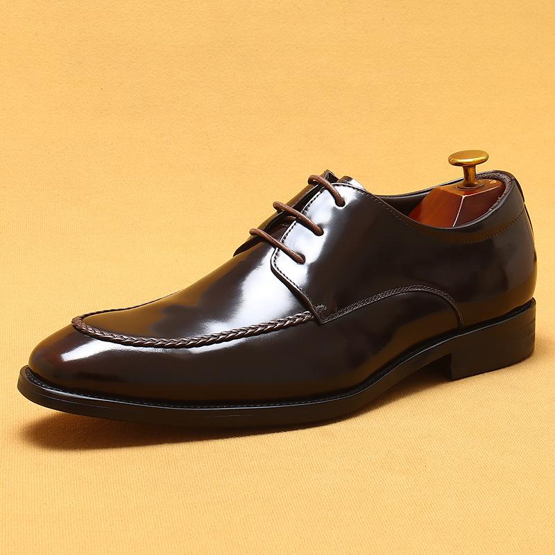 

Яркие кожаные туфли мужские деловые формальные мужские туфли первый слой коровьей кожи внутри остроносые повседневные туфли 41 темно-коричневого