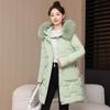 Winter Korean Coat New Korean Version Long Slim Waist Big Fur Collar Padded Jacket Thickened