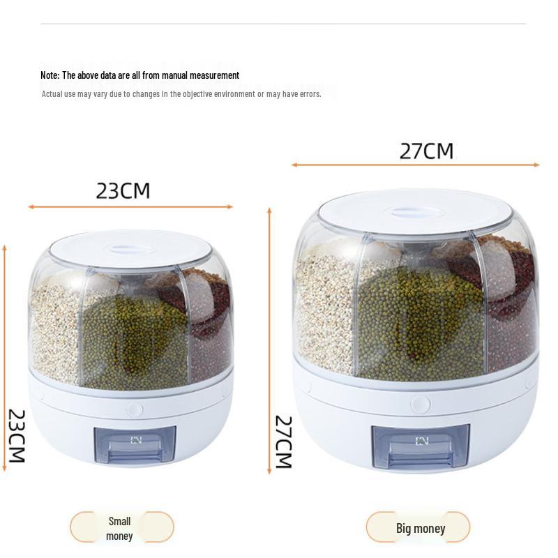 Rotating Rice & Cereal Storage Jar - Insect-Proof, Moisture-Proof, Sealed Compartment