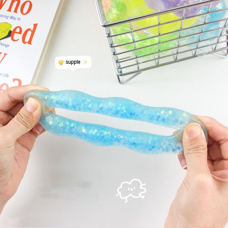 1 Pcs Tpr Crystal Garland Transparent Donut Color Bracelet Squeeze Ball Decompression Vent Pinch Pull Kids Girl Toy Pendant Gift