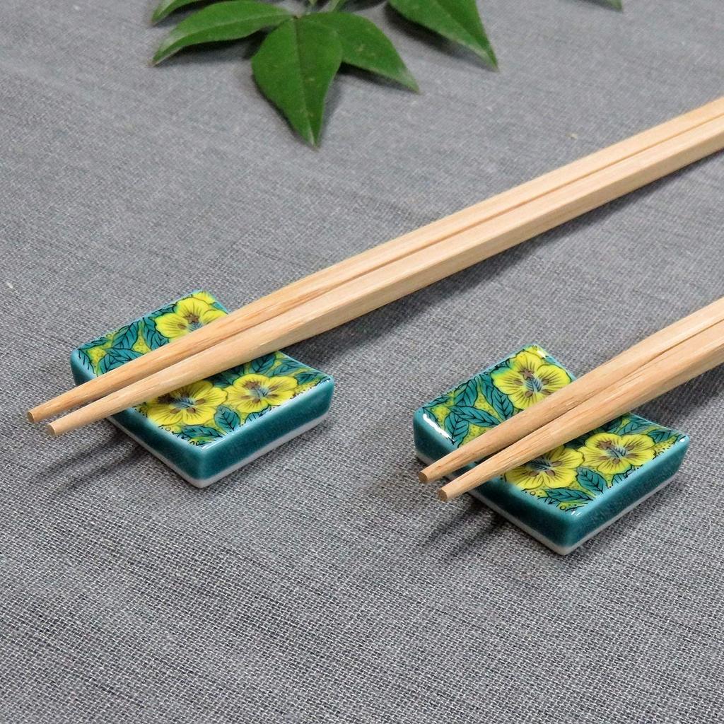 Stylish Kutani Ware Pair Chopstick Rest Aoi Made In Japan Set, Ceramic,