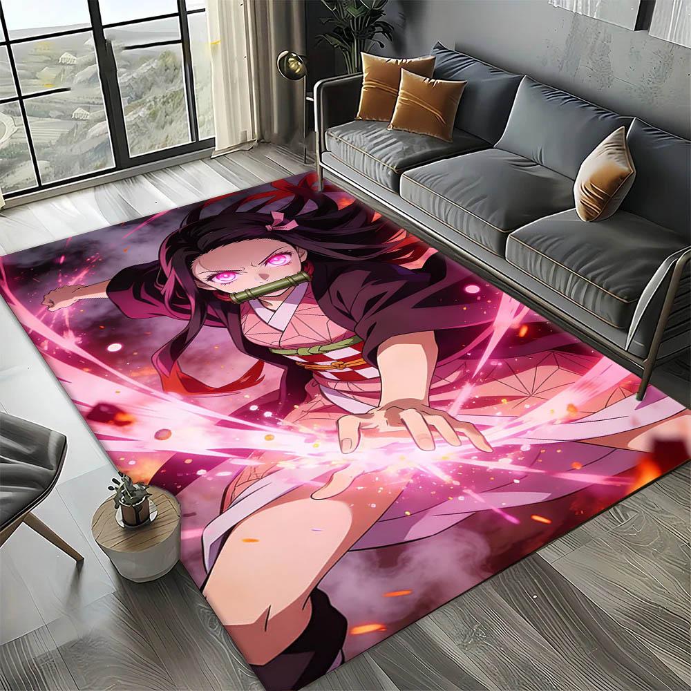 D-Demon Slayer Anime Kamado Nezuko Tanjirou 3D Carpet Rug Art for Room Decor Home Bedroom Gifts Fans Area Rug Non-slip Floor Mat