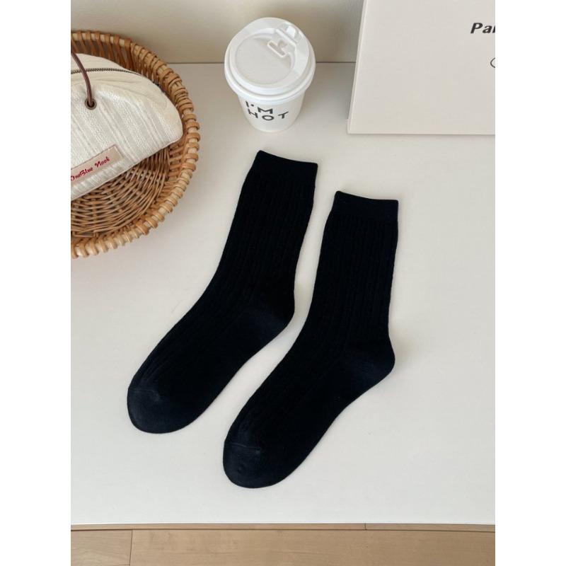 

Носки с косичками, женские носки до середины икры, осенне-зимний тренд, ретро спортивные махровые длинные носки из чистого хлопка 1 pair чёрный