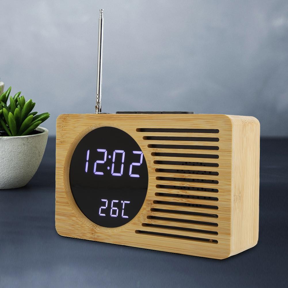 Multipurpose USB Digital LED Alarm Clock Thermometer Time Temperature Display FM Radio
