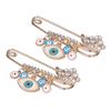2Pcs Rhinestone Brooch Pins Multi Purpose Exquisite Workmanship Fashion Design Blue Brooches Jewelry for Parties Daily