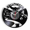 Happy Halloween Nacht Wanddekoration Vinyl Schallplatte Wanduhr Totenkopf Skelett & Geist Vintage Uhr Horror Dekoration Wanduhr