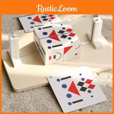 Geometrische Holzpuzzle-Bausteine ​​– Fördert die Denkfähigkeiten von Kindern – Eltern-Kind-Aktivität