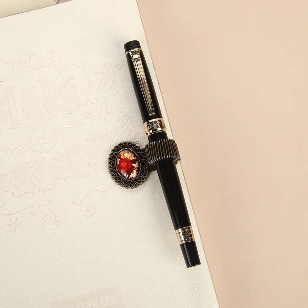 Multi-functional Pen Loop Holder Metal Vintage Floral Pen Clip Pencil Holder  Student Stationery