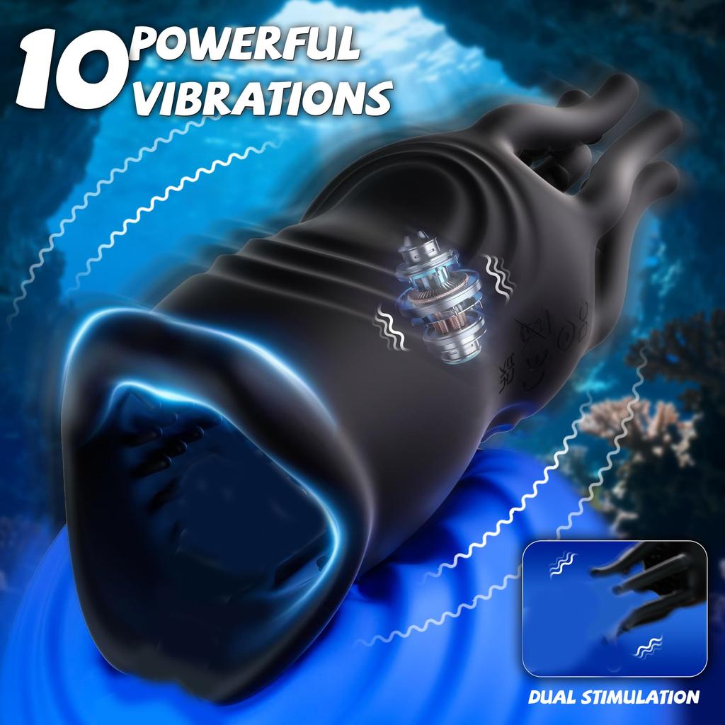 2026 Männer Penis Vibrator Männlicher Masturbator Realistische Lippen & Tentakel Stimulation Stroker 360° Blowjob Sexmaschine für Penis Trainer Verzögerte Ejakulation