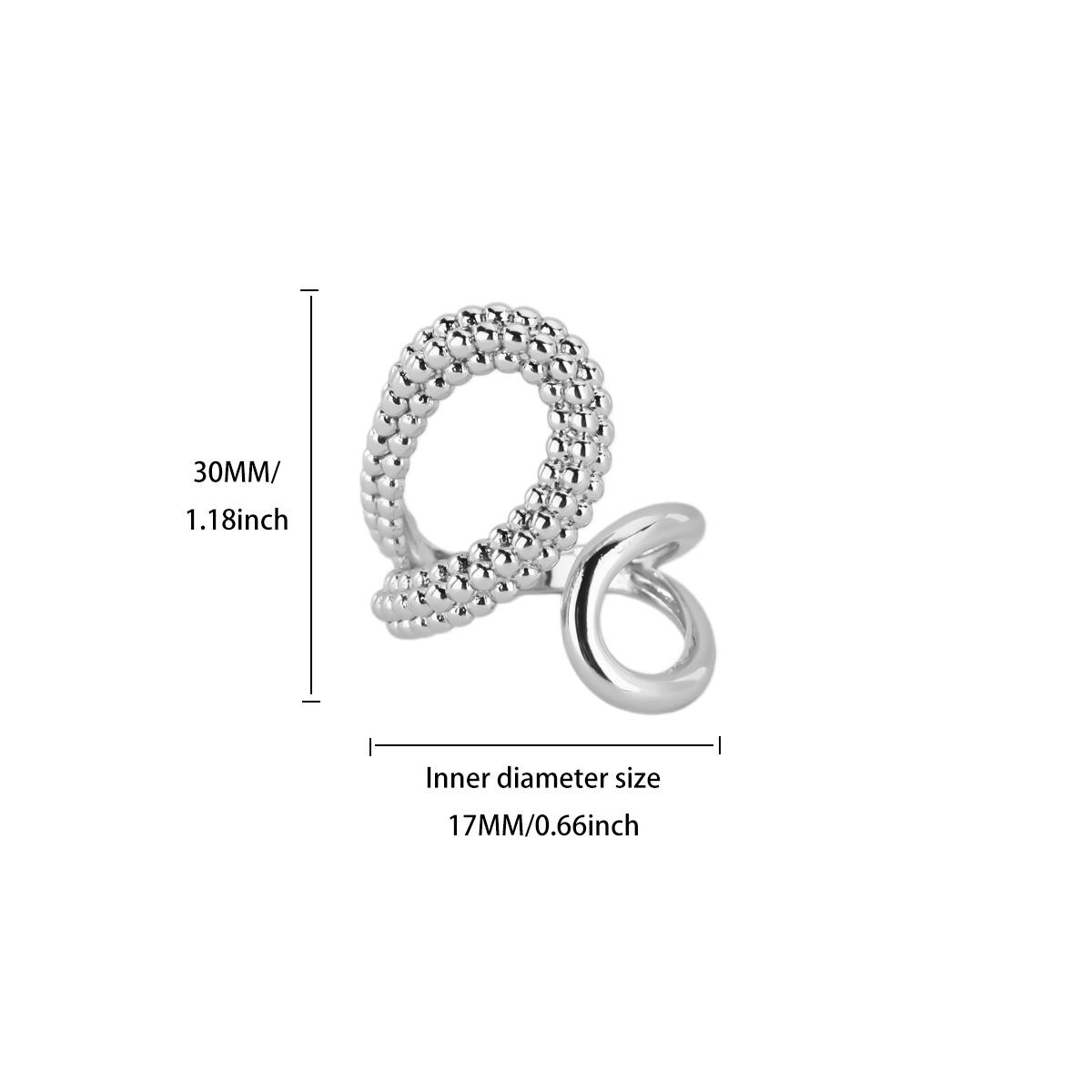 

Women Geometric Lines Small Beads Stainless Steel Rings Gold Color Anti Fading Open Ring Wedding Jewelry Vacation Accessories Adjustable