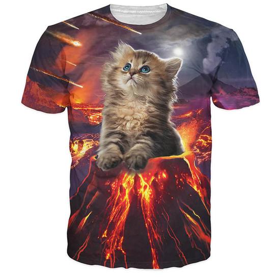 Zvířecí 3D tisk Tričko Legrační kočka Muži Volný Trička s krátkým rukávem s výstřihem Móda Neformální Streetwear Tričko Harajuku Dětské oblečení