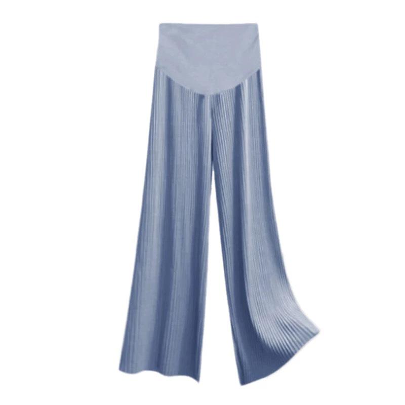 Cool Ice Silk Wide-Leg Pleated Maternity Crop Pants