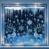 Blue Christmas Window Static Clings With Santa Snowman Reindeer Patterns For Home Xmas Party Decorations