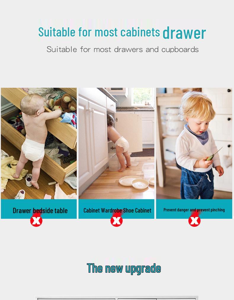 No-Drill Magnetic Cabinet & Drawer Child Safety Lock - Invisible Baby Lock