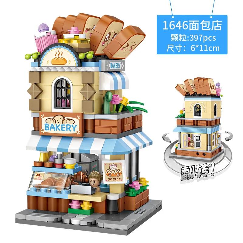 LOZ Blocks FUN Ideas Mini Street Store Toy Small Flower Pisa Shop Brinquedos MOC City House Food Building Bricks Girl Gifts