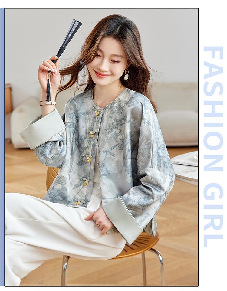 Spring 2025 Retro Chinese Style Loose Jacquard Fashion Outerwear for Women