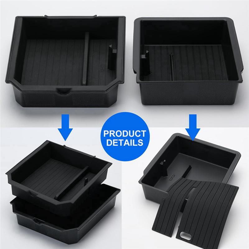 4 Piece Center Console Organizer Lower Bottom Storage Tray Armrest Storage Box Black ABS For Tesla Model 3 Highland 2025