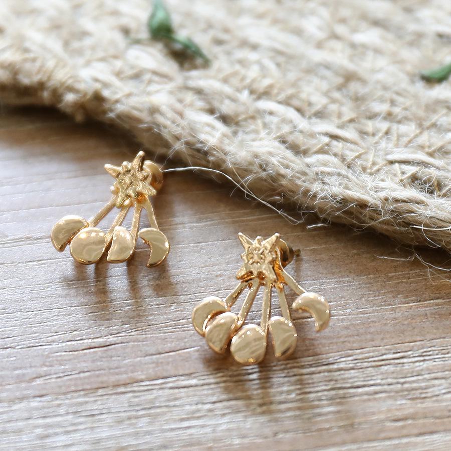 European-American Fashion Sun Moon Star Stud Earrings