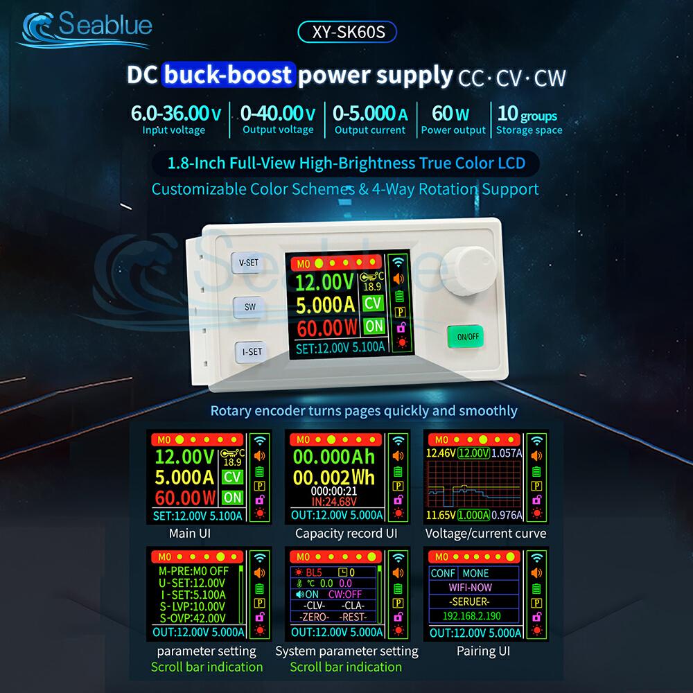 SK60S 60W 5A DC DC Buck Boost Converter CNC Adjustable DC Voltage Regulator Solar Charging Power Supply Module MPPT CC CV