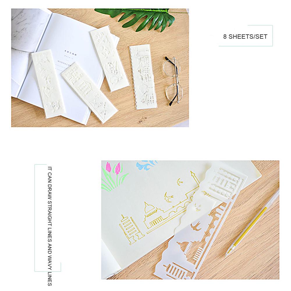 Multifunktionale Zeichenschablonen, gerade und gewellte Linien, Lineale, ausgehöhltes Design, PP-Vorlagen