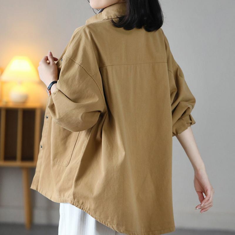 Spring and Autumn Women's Loose Large Size Casual Windbreaker Coat Korean Version of The Autumn Long-sleeved Shirt Jacket