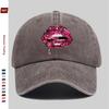 Pc Pcs Adjustable Trucker Baseball Cap with Sparkling Lip Print Snapback Buckle Closure Suitable for Men  Women Lightweight
