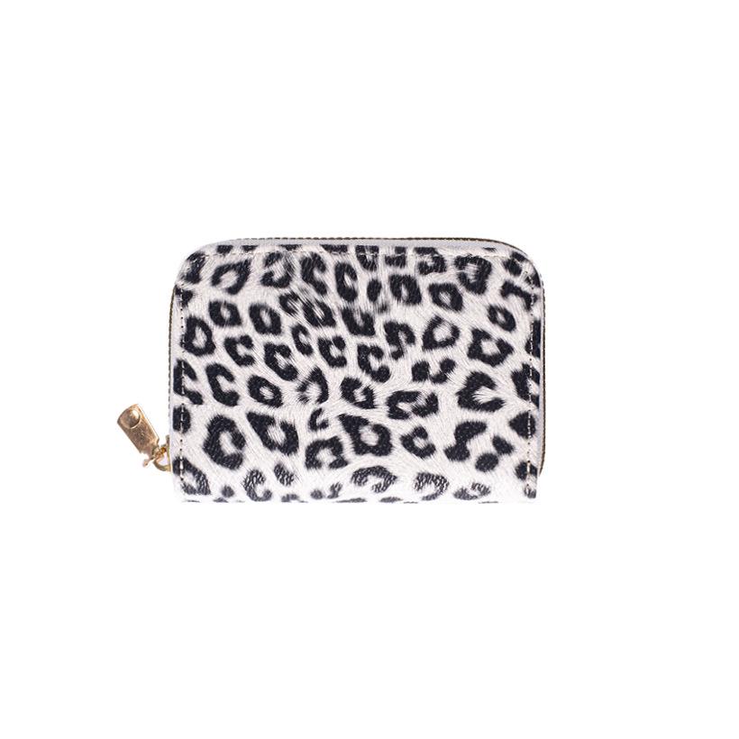 RFID Anti-theft Leopard Print Women's Accordion Card Holder with Zipper Coin Purse and Large Multi-card Capacity