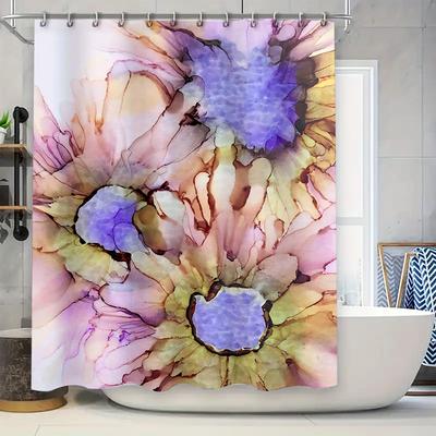 Decorative Floral Shower Curtain Set with Vibrant Watercolor Design for Bathroom Decor Available In Multiple Sizes (128 Characte