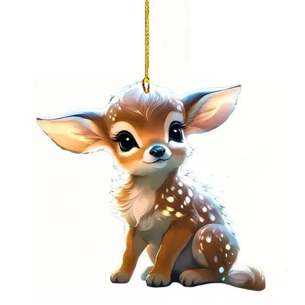 2D Flat Christmas Tree Acrylic Ornament with Hanging Rope Holiday Gift for Car Rearview Mirror Home Decor Hanging Pendant