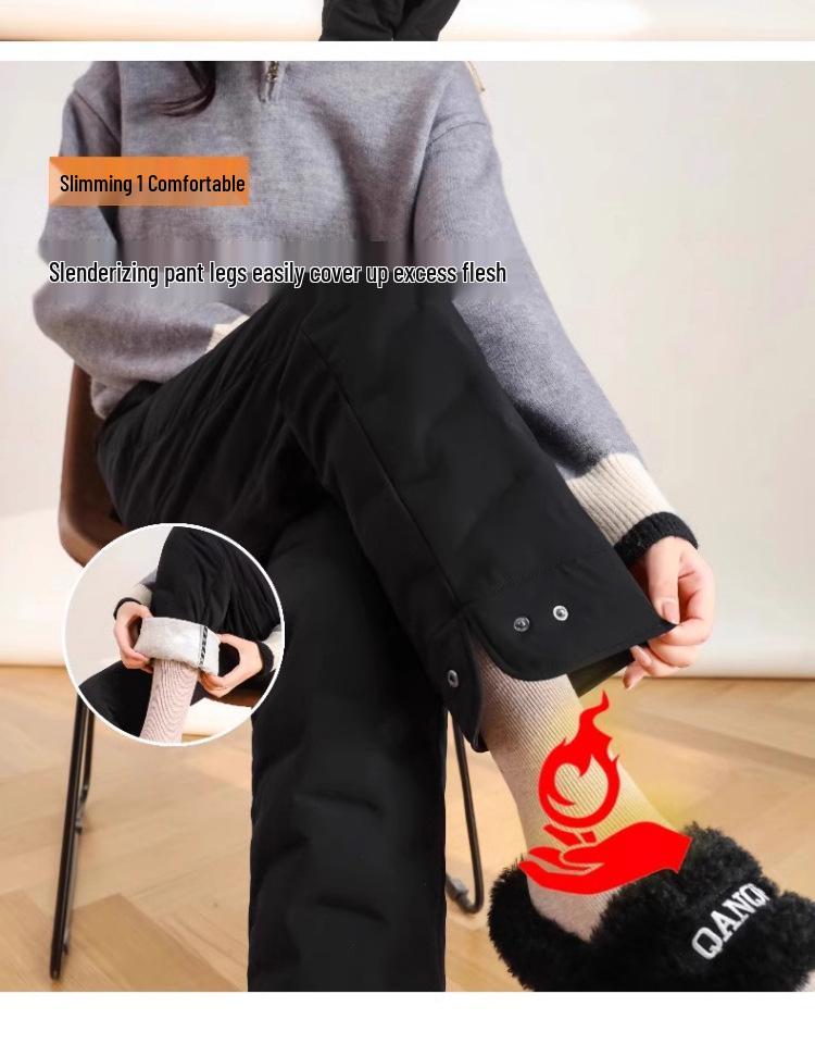 Damen 2025 Winter Gänsedaunhose: Lässige, hochwertige, kältefeste Schneehose mit geradem Bein