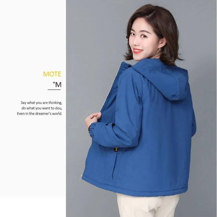 Women's Fleece Jacket Autumn Winter Short Thick Warm Zipper Jacket Loose Women's Hooded Coat Plus Size
