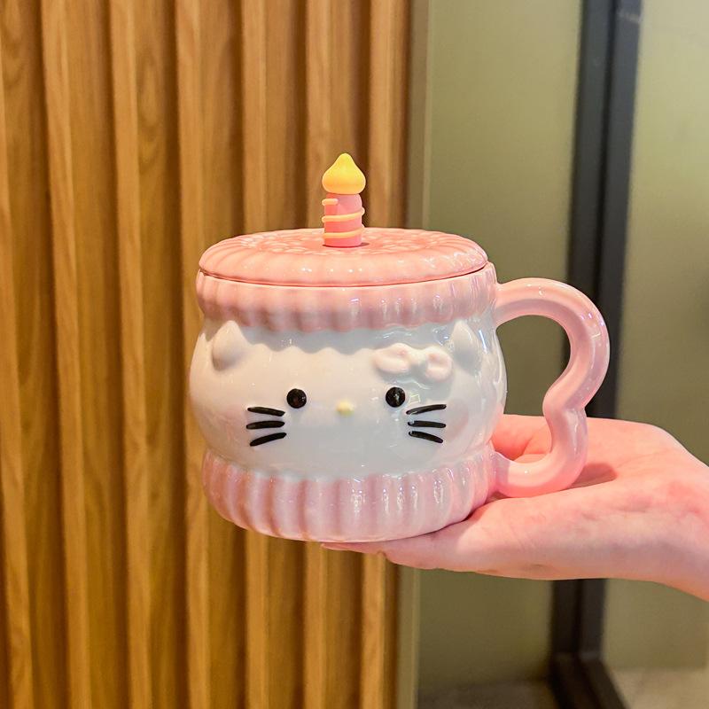 

Girl s heart birthday gift, high-value cat ceramic mug, gift box for male, girlfriend and girlfriend. 401-500ml