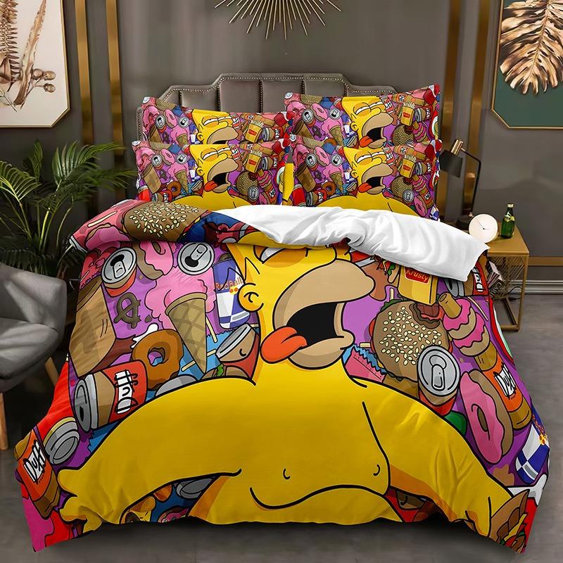 Funny Animation The Simpsons Duvet Cover Microfiber Bedding Set 3D Print Duvet Quilt Cover With Gifts Suitable for Boy and Girls