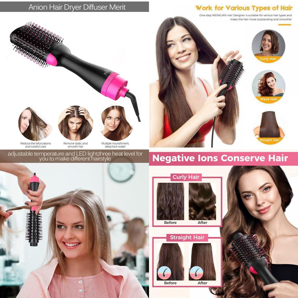 Multifunctional Hot Air Brush 24 In 1 Ionic Hair Dryer And Styling Comb For All Hair Types