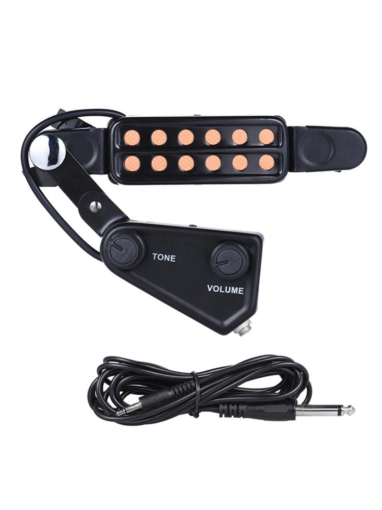 

Звукосниматель для акустической гитары с 12 отверстиями, магнитный датчик с регулятором тона и громкости, аудиокабель